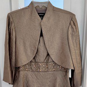 Stunning R&M Richards 2-pc cocktail/wedding dress luminescent light mocha/sage